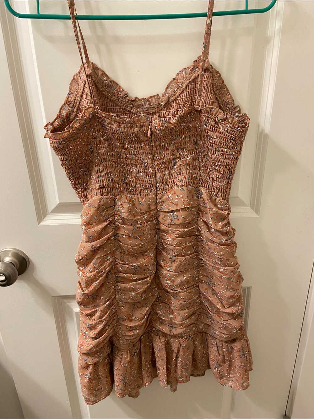 Storia Peach Floral Smocked Mini Dress - Picture 2 of 5